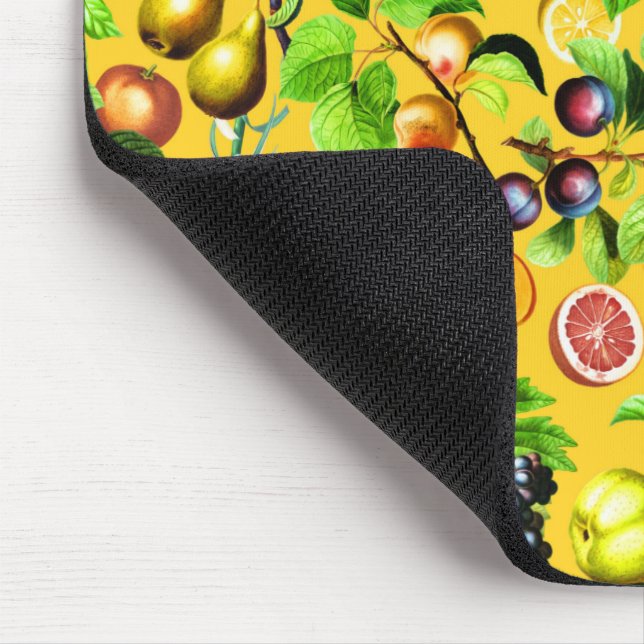 Fruits Pattern On Yellow Background Mouse Pad (Corner)