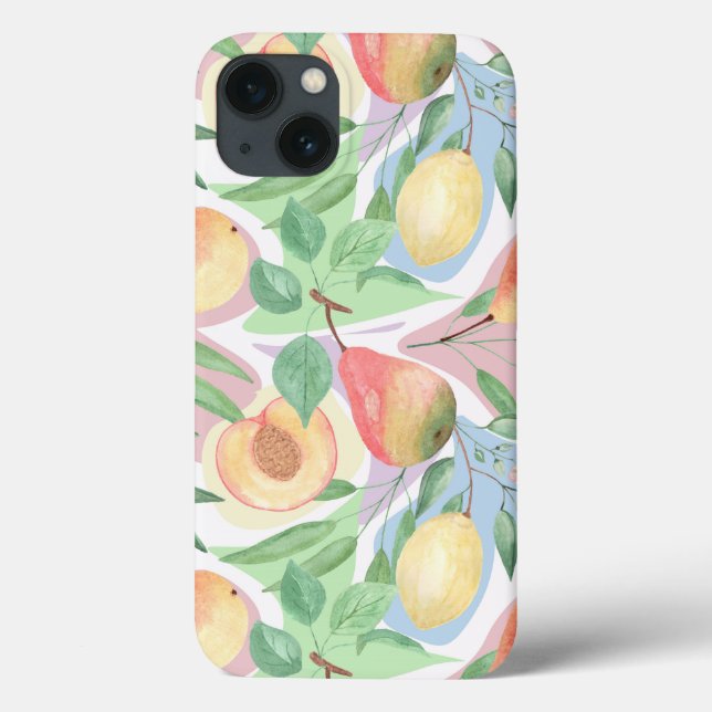 Fruits, peaches, pears, lemons, watercolor Case-Mate iPhone case (Back)