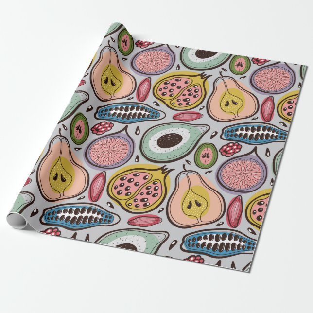 Fruits seamless pattern wrapping paper (Unrolled)