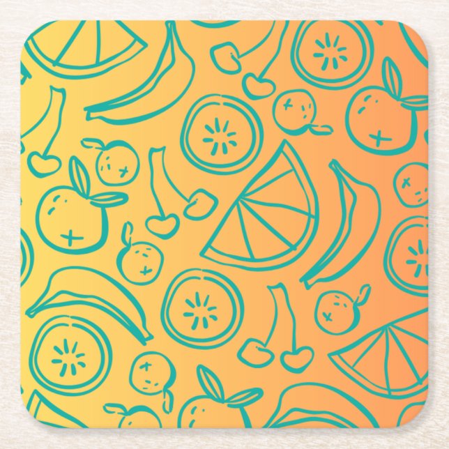 Fruits Square Paper Coaster (Front)