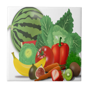 fruits vegetables artichoke banana ceramic tile