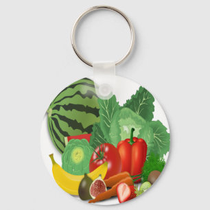 fruits vegetables artichoke banana key ring