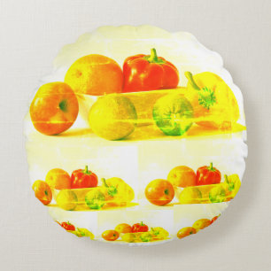 "Fruits Vegetables" Cute Photo. Buy Now Round Cushion