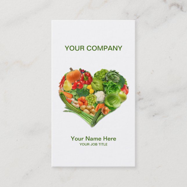 Fruits Vegetables Heart Business Card (Front)