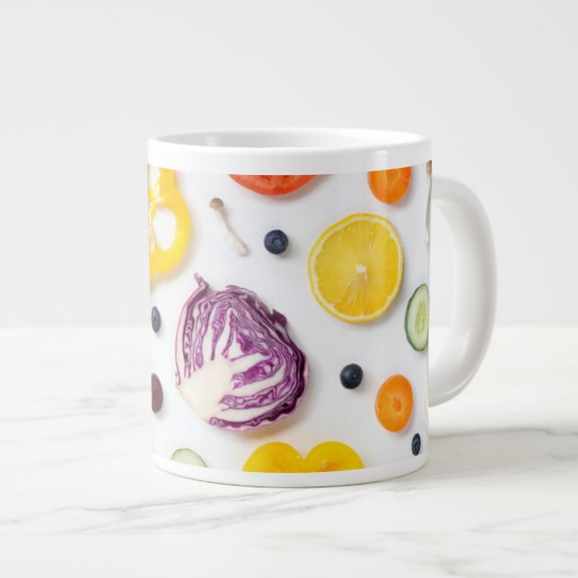 Fruits & Vegetables Large Coffee Mug (Front Right)