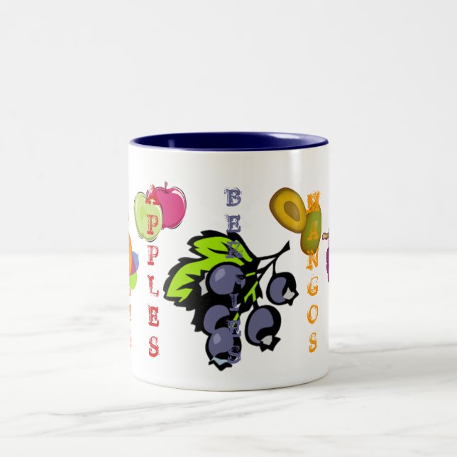 Fruity Blueberries Two-Tone Coffee Mug (Center)
