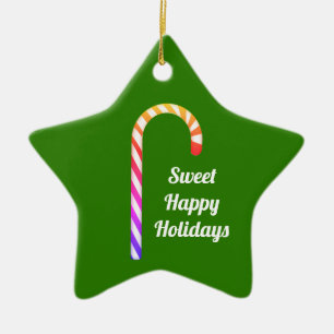 Fruity Candy Cane Sweet Holidays Star Ornament