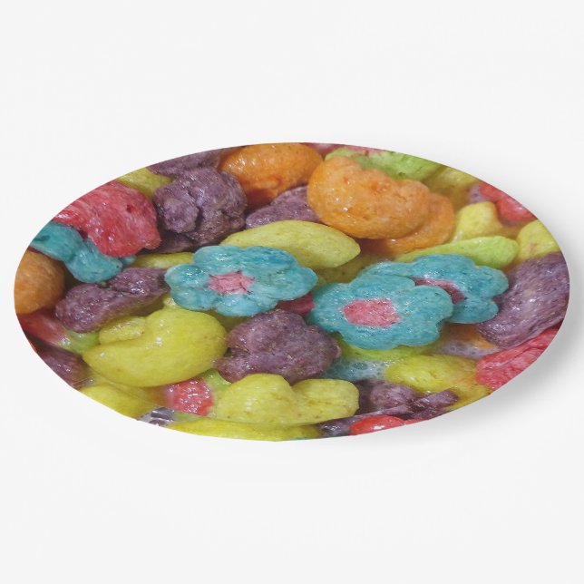 Fruity Cereal Paper Plate (Angled)