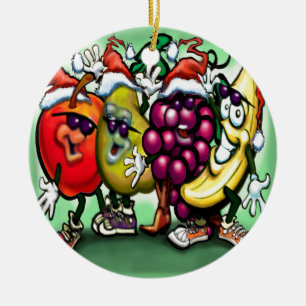 Fruity Christmas Ceramic Ornament