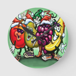 Fruity Christmas Round Clock