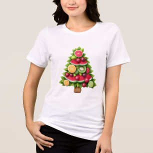 Fruity Christmas Tree Healthy Holiday Design Tri-Blend Shirt