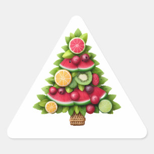 Fruity Christmas Tree Healthy Holiday Design Triangle Sticker