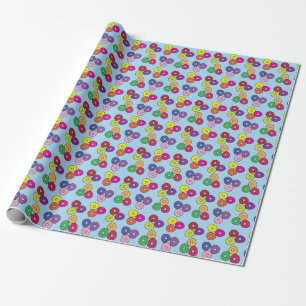 Fruity circle candies or cereal wrapping paper