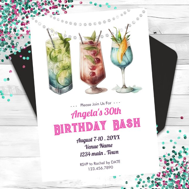 Fruity Cocktail 30th Birthday Summer  Invitation (Creator Uploaded)