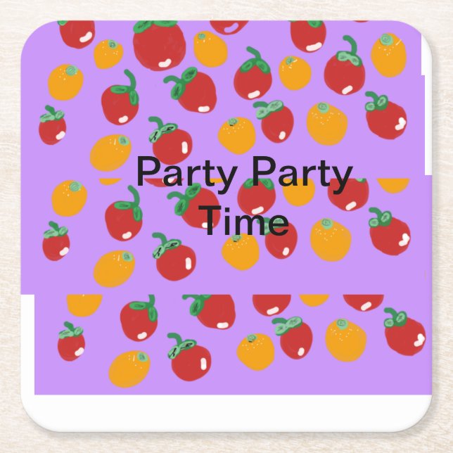 Fruity Delights  Square Paper Coaster (Front)
