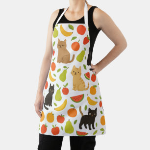 Fruity Feline Kitchen Apron: Cute Cats and Fruit  Apron