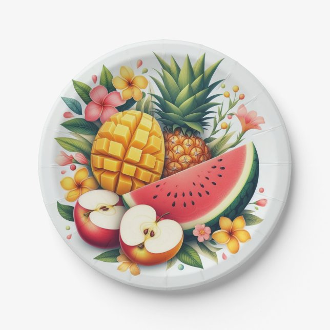 "Fruity Fiesta: Vibrant Fruit Slice Paper Plates" Paper Plate (Front)