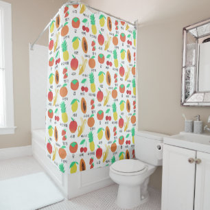 Fruity Flash Cards Korean Fruits Colourful Foodie  Shower Curtain
