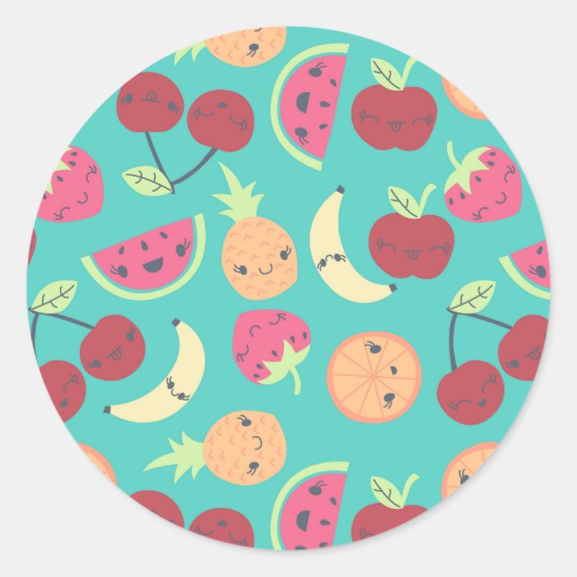 Fruity Fruits Classic Round Sticker (Front)