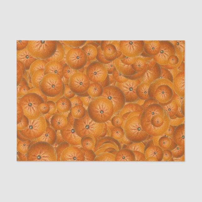 Fruity Fun Tangerine Print Pattern Tissue Paper (Front)