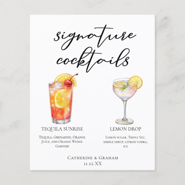 Fruity Garden Wedding Signature Cocktails Menu (Front)