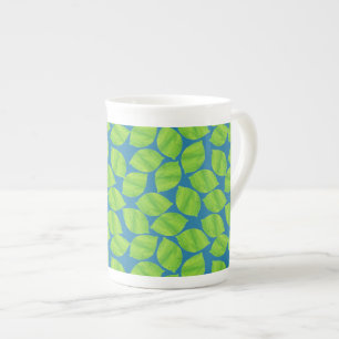 Fruity Green Limes on Blue Background to Customise Bone China Mug