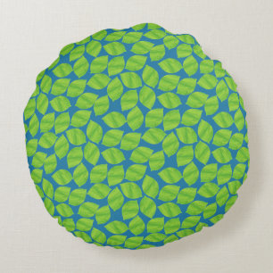 Fruity Green Limes on Blue Background to Customise Round Cushion