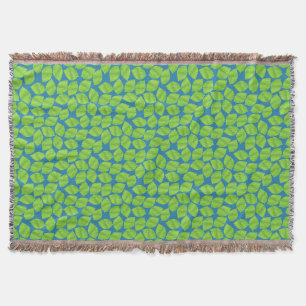 Fruity Green Limes on Blue Background to Customise Throw Blanket