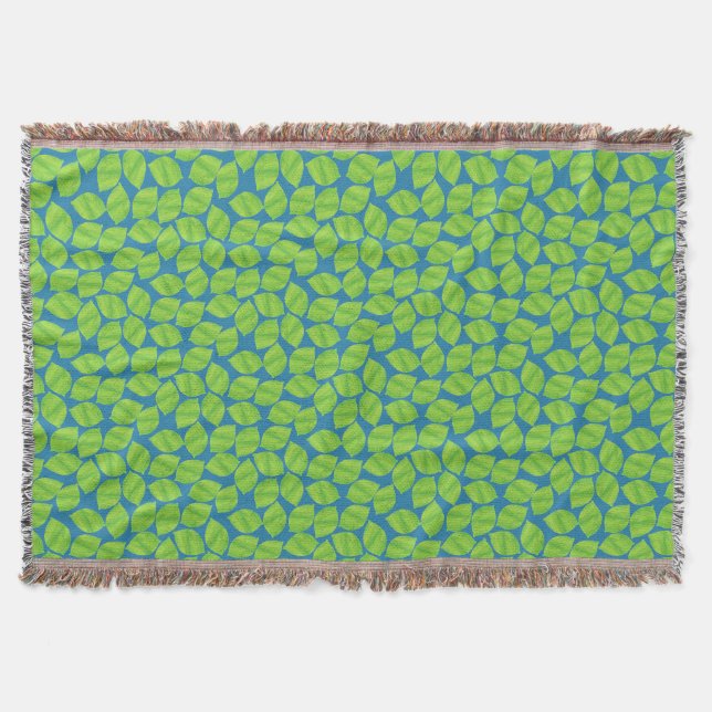 Fruity Green Limes on Blue Background to Customise Throw Blanket (Front)