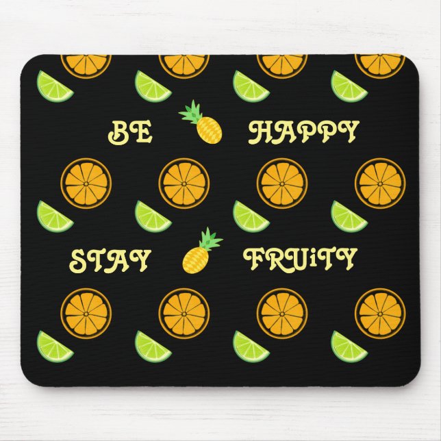 Fruity Juice Lemon Orange Yellow Happy Pattern Mouse Pad (Front)