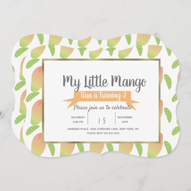 Fruity Little Mango Invitation (Front/Back)