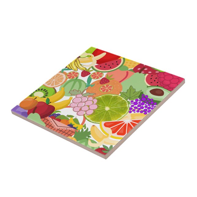 Fruity Modaic Fruit Basket    Ceramic Tile (Side)