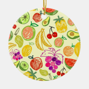 Fruity Pattern Ceramic Ornament