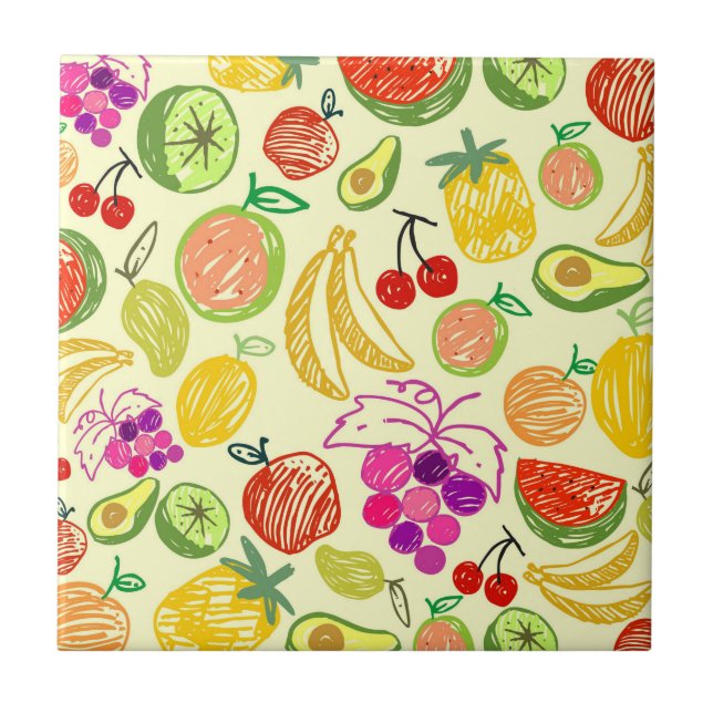 Fruity Pattern Ceramic Tile (Front)