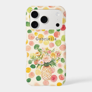 Fruity Pink Green Yellow Pineapple Floral