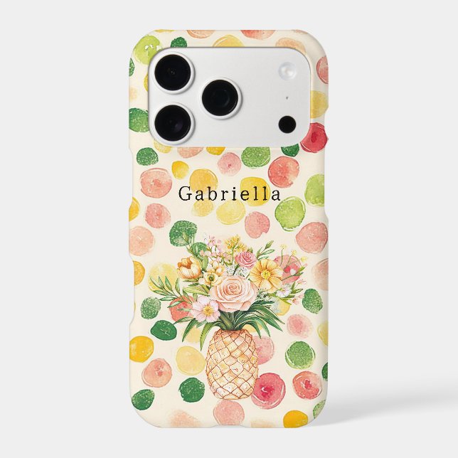 Fruity Pink Green Yellow Pineapple Floral (Back)