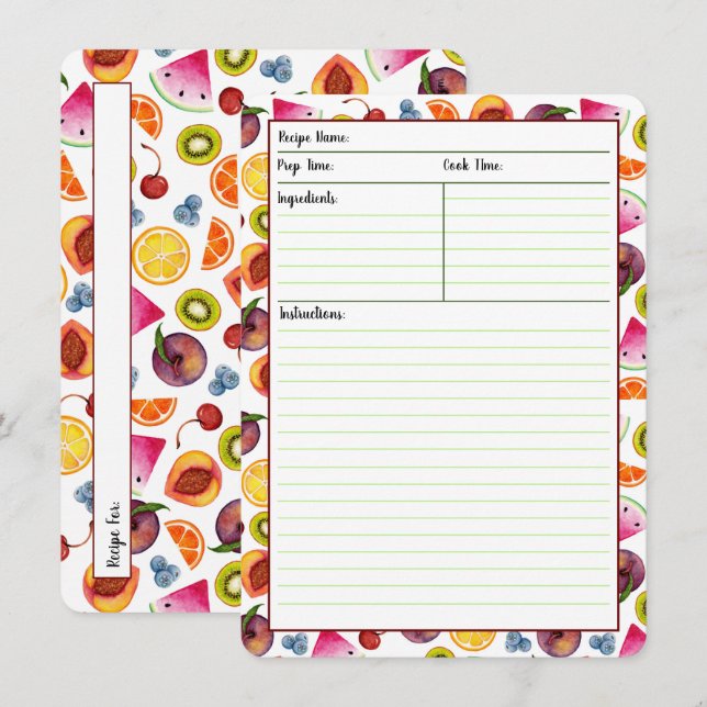 Fruity Recipe Cards (Front/Back)