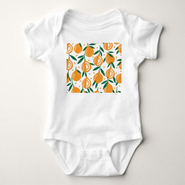 Fruity Stamps: Seamless Vintage Textured Pattern Baby Bodysuit (Front)