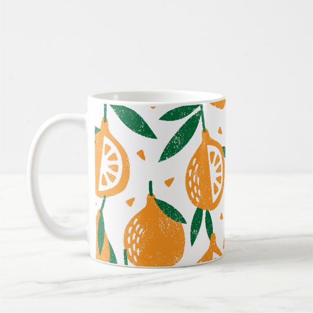 Fruity Stamps: Seamless Vintage Textured Pattern Coffee Mug (Left)