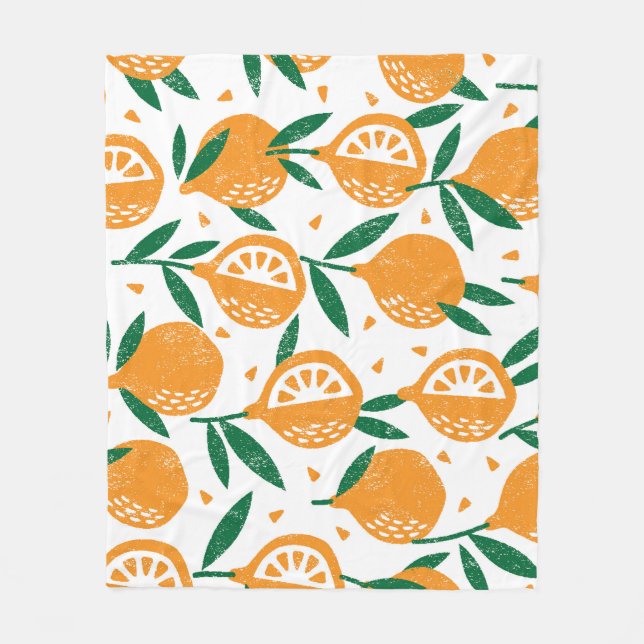 Fruity Stamps: Seamless Vintage Textured Pattern Fleece Blanket (Front)