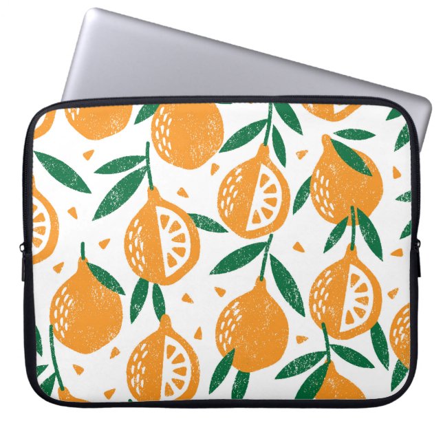Fruity Stamps: Seamless Vintage Textured Pattern Laptop Sleeve (Front)