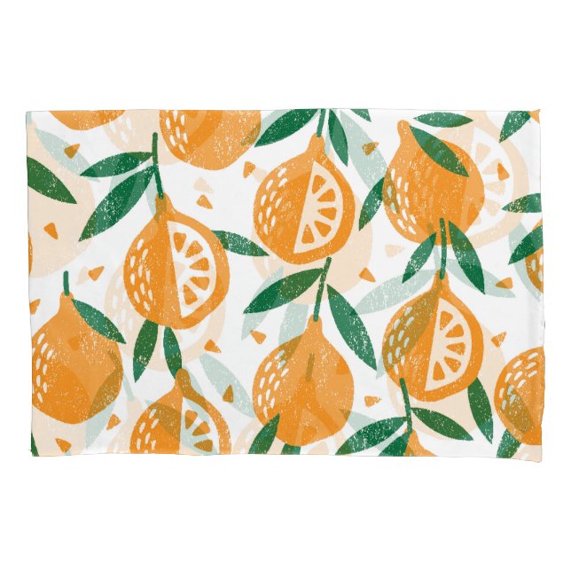 Fruity Stamps: Seamless Vintage Textured Pattern Pillowcase (Front)