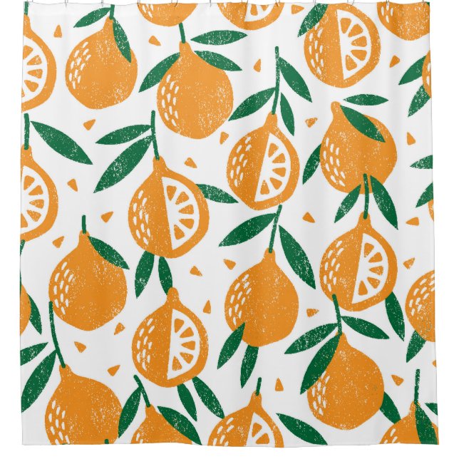 Fruity Stamps: Seamless Vintage Textured Pattern Shower Curtain (Front)
