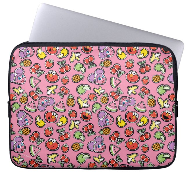 Fruity Sticker Elmo & Abby Cadabby Pattern Laptop Sleeve (Front)