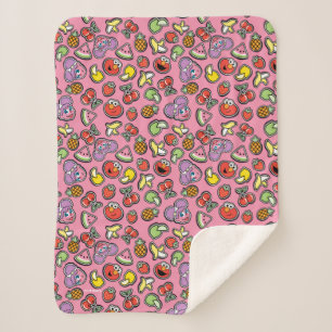 Fruity Sticker Elmo & Abby Cadabby Pattern Sherpa Blanket