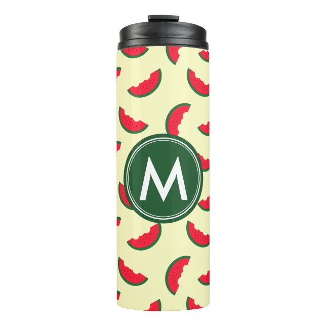 Fruity Summer Red Watermelon Monogram Thermal Tumbler (Front)