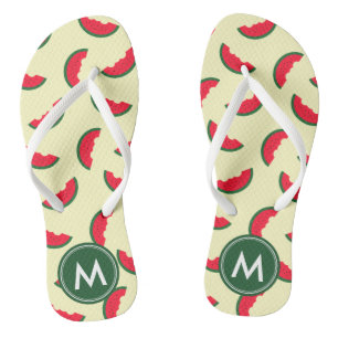 Fruity Summer Red Watermelon Monogram Thongs