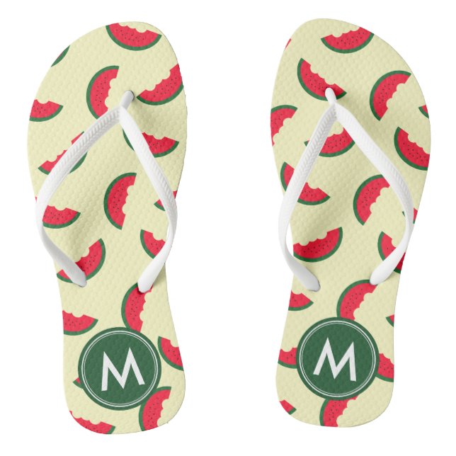 Fruity Summer Red Watermelon Monogram Thongs (Footbed)
