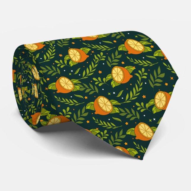 Fruity Summer Yellow Lemon Neck Tie (Rolled)