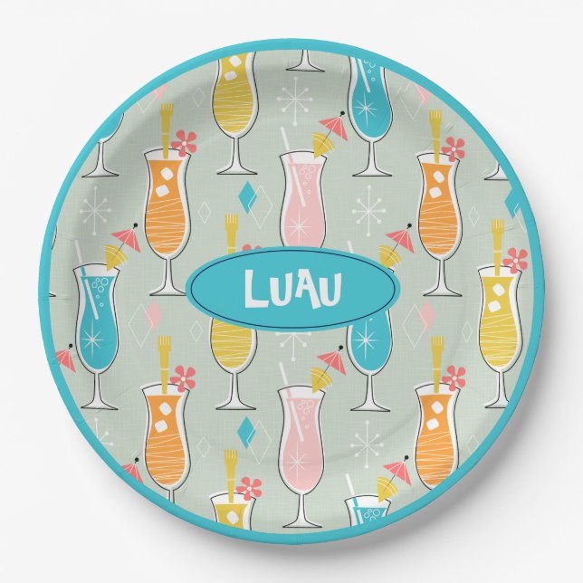 Fruity Tiki Beverages Paper Plate (Front)